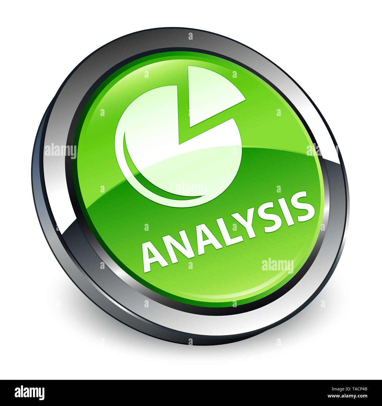 L'analyse (symbole graphique) isolé sur le bouton rond vert 3d abstract illustration Banque D'Images
