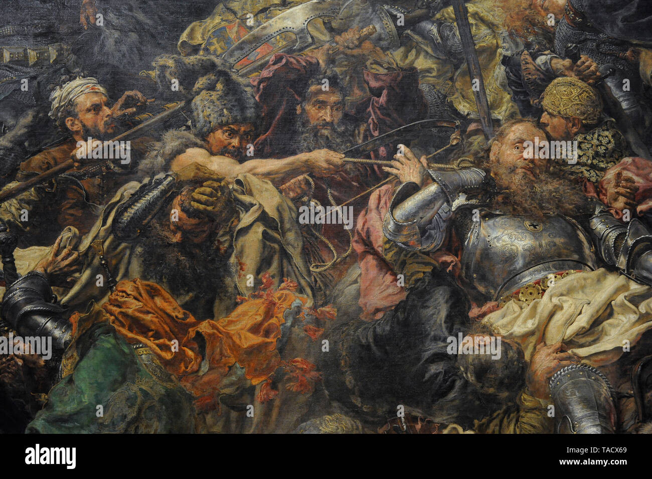 La guerre polono-Ordre Teutonique (1409-1411). Conflit entre Royaume de Pologne et Grand-duché de Lituanie contre les chevaliers teutoniques. Tableau représentant la bataille de Grunwald (Tannenberg) (15 juillet, 1410), 1878, par Jan Matejko (1838-1893). Détail. Musée national. Varsovie. La Pologne. Banque D'Images