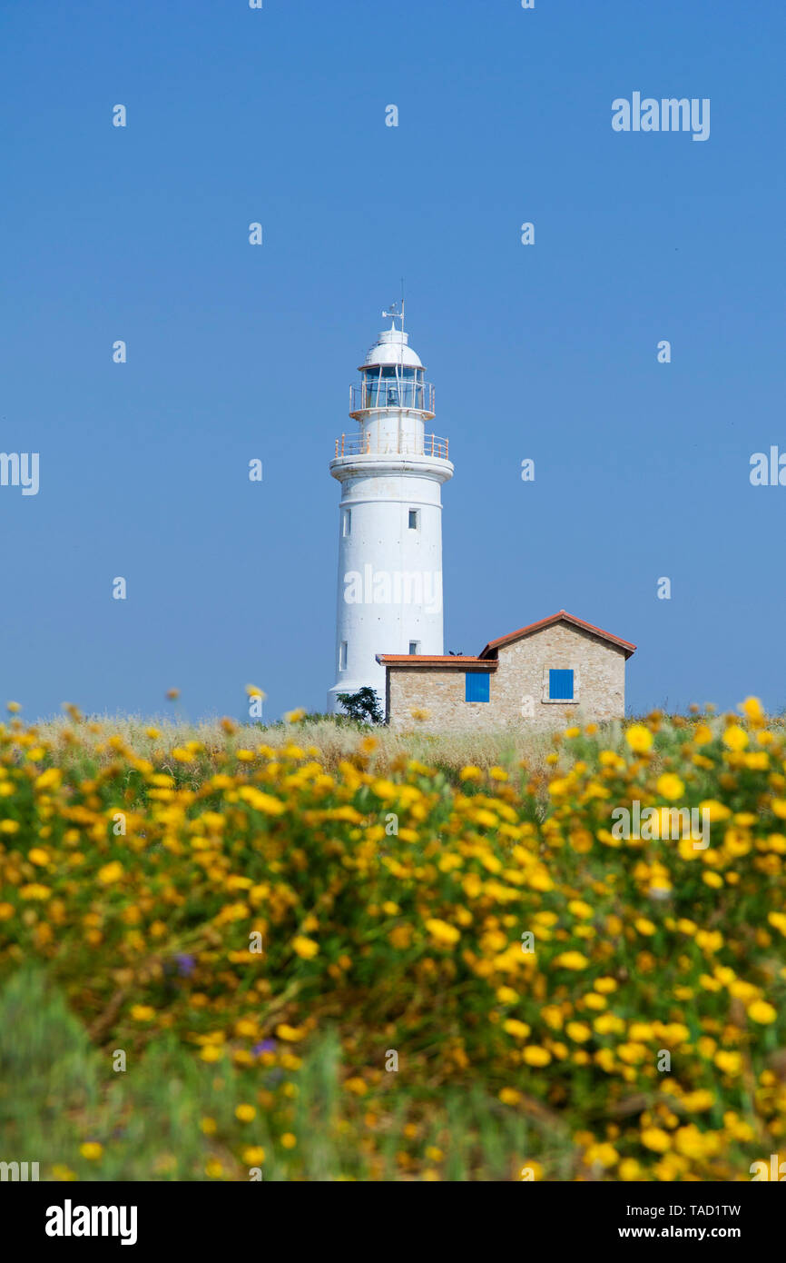 Paohos phare de Paphos, Chypre, Europe Banque D'Images
