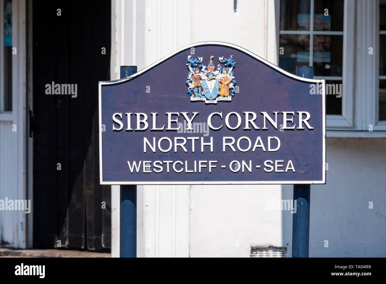 Sibley Corner, North Road, Westcliff on Sea, Essex, Royaume-Uni. Signe. Arrondissement de Southend Banque D'Images