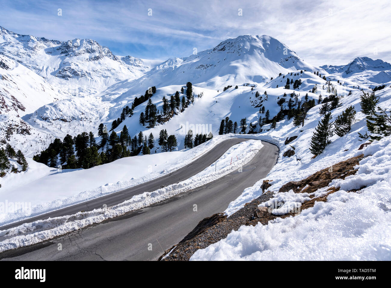 Autriche, Tyrol, Gerlos, glacier road en hiver Banque D'Images