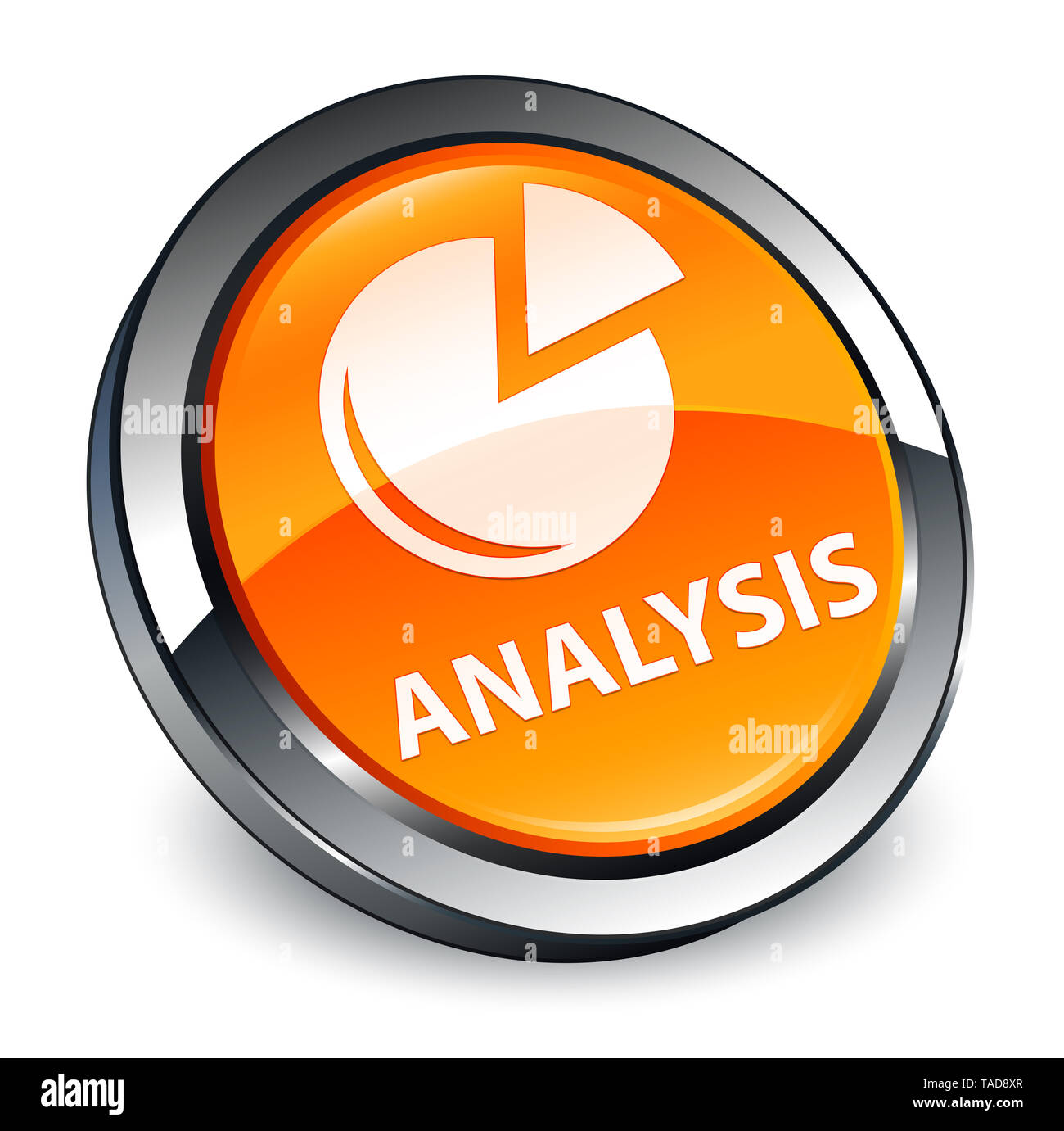 L'analyse (symbole graphique) isolé sur bouton rond orange 3d abstract illustration Banque D'Images