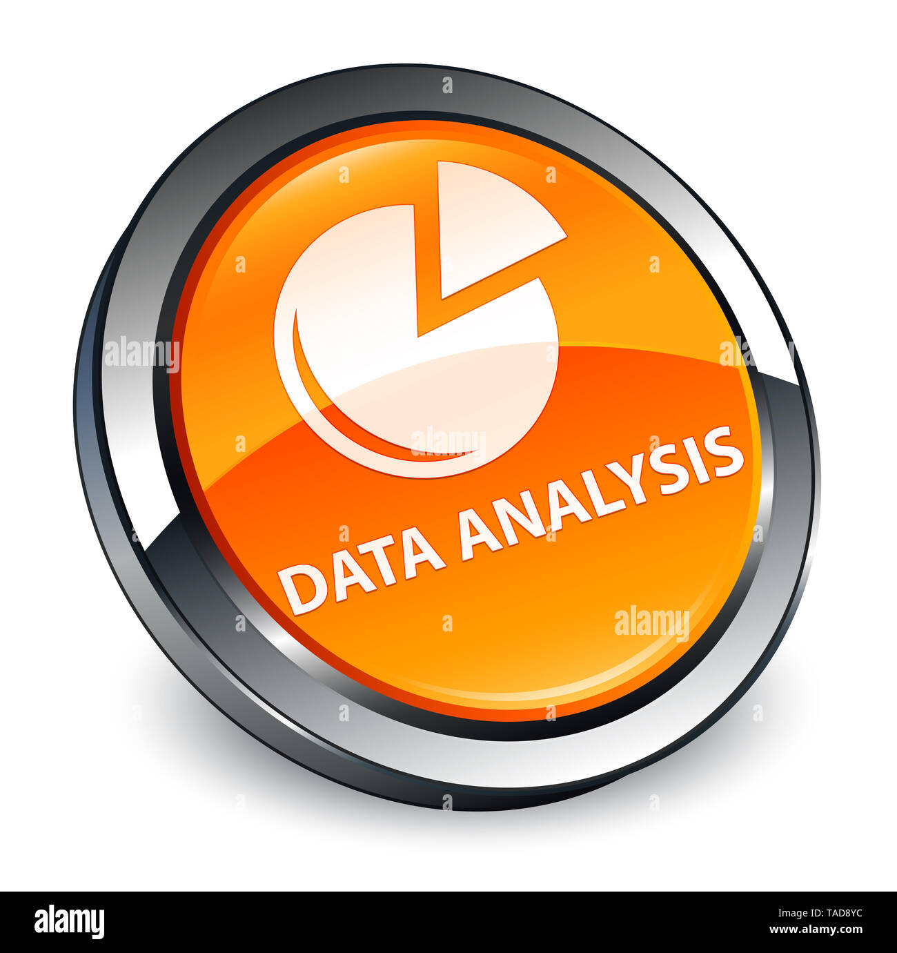 L'analyse des données (symbole graphique) isolé sur bouton rond orange 3d abstract illustration Banque D'Images