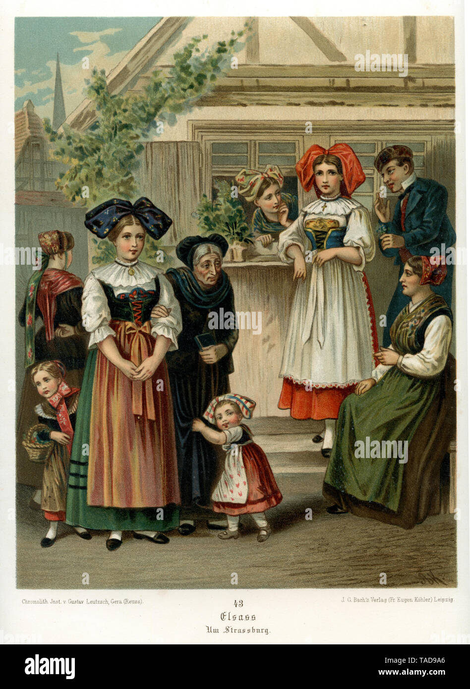 L'Alsace : costumes traditionnels de la région autour de Strasbourg, de l'Albert Kretschmer, Allemand costumes folkloriques, 1889 , Albert Kretschmer (, ) Banque D'Images