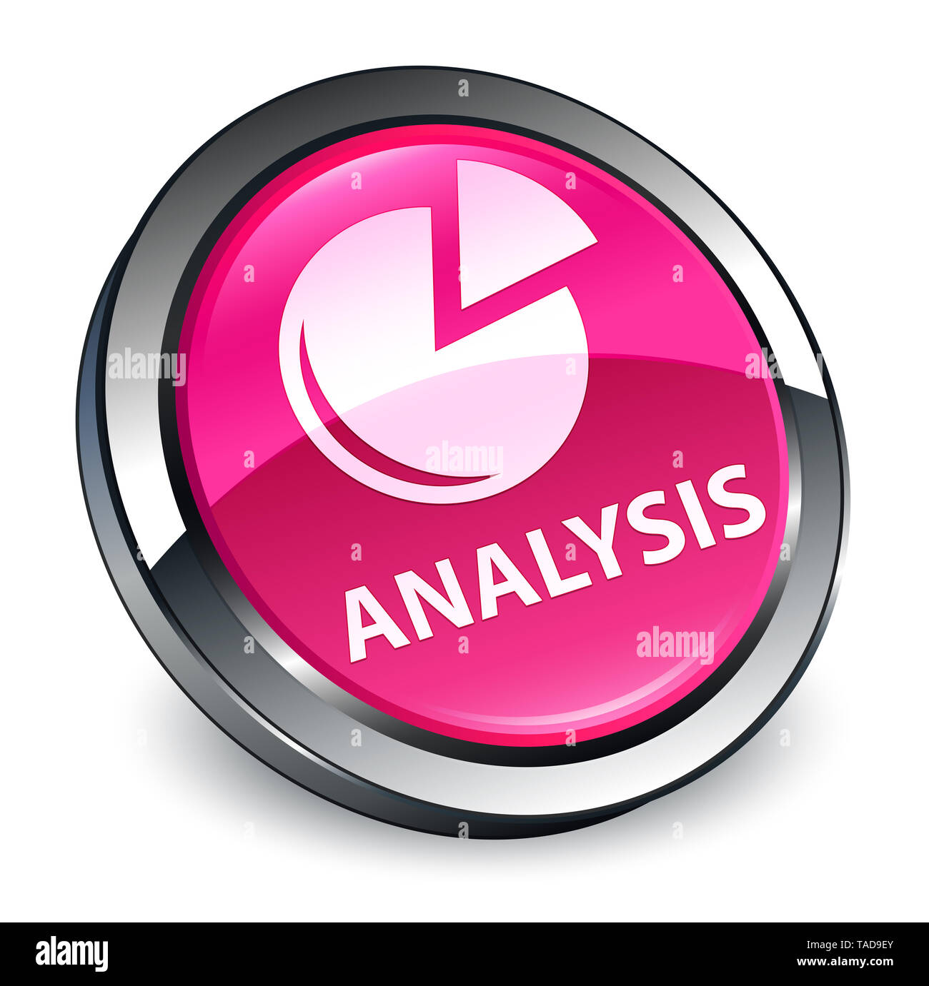 L'analyse (symbole graphique) isolé sur bouton rond rose 3d abstract illustration Banque D'Images