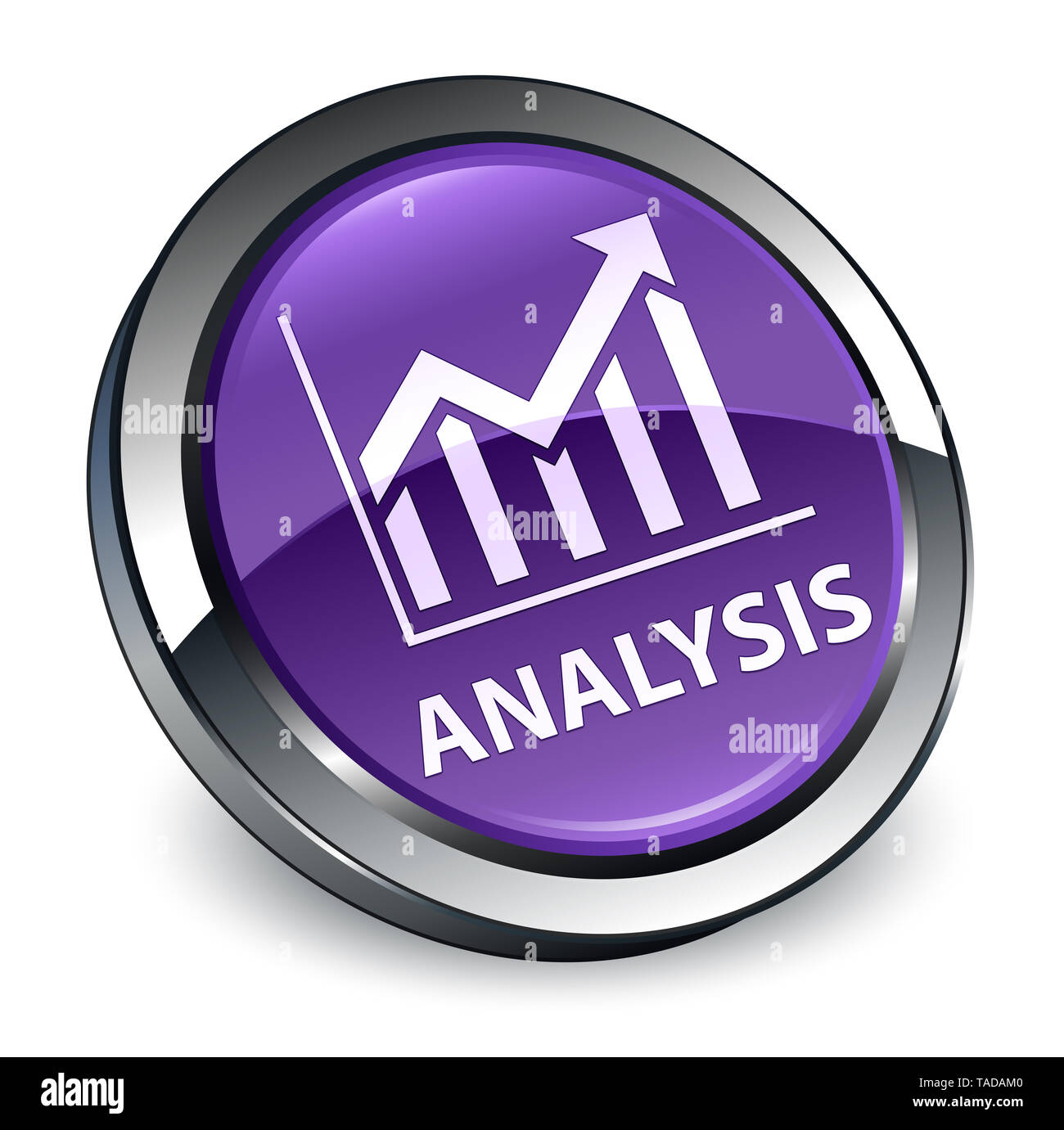 (Icône) Analyse statistique isolé sur bouton rond violet 3d abstract illustration Banque D'Images