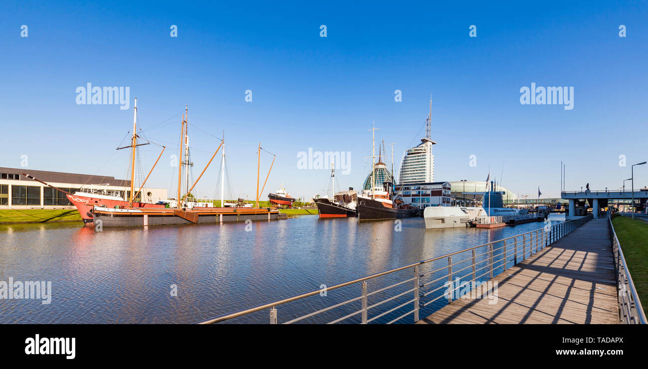 Allemagne, Brême, Bremerhaven, Vieux Port, Havenwelten, Allemand Maritime Museum, Museum ships Banque D'Images