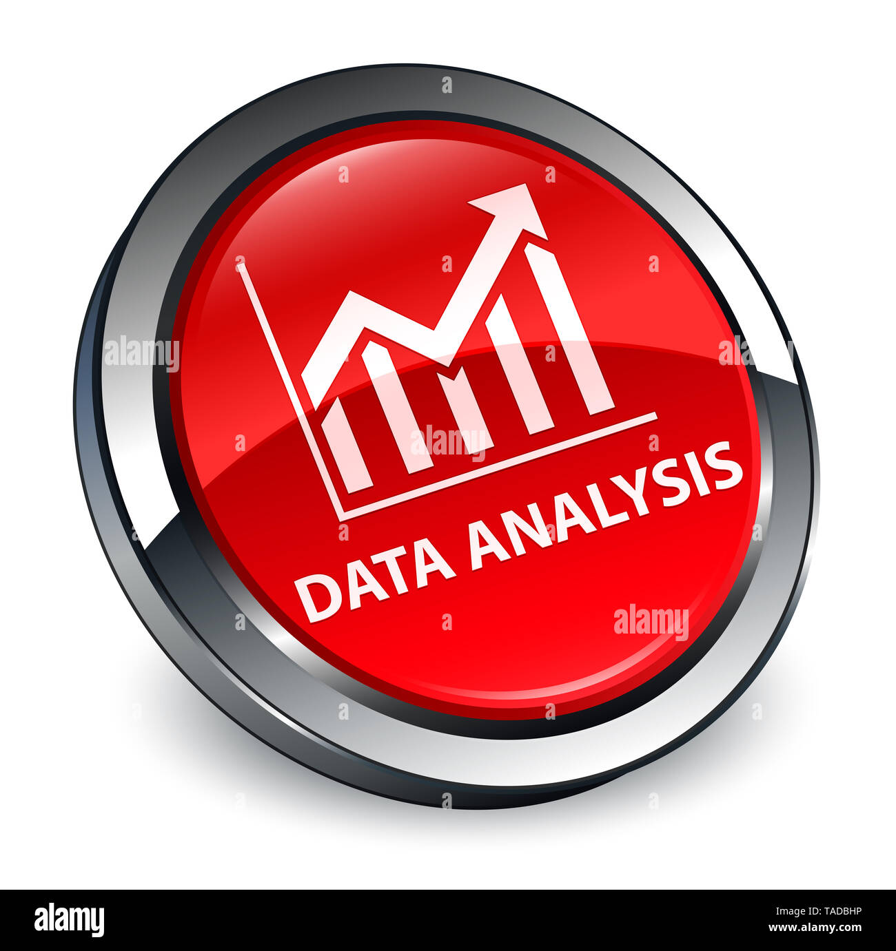 L'analyse des données statistiques (icône) isolé sur le bouton rond rouge 3d abstract illustration Banque D'Images
