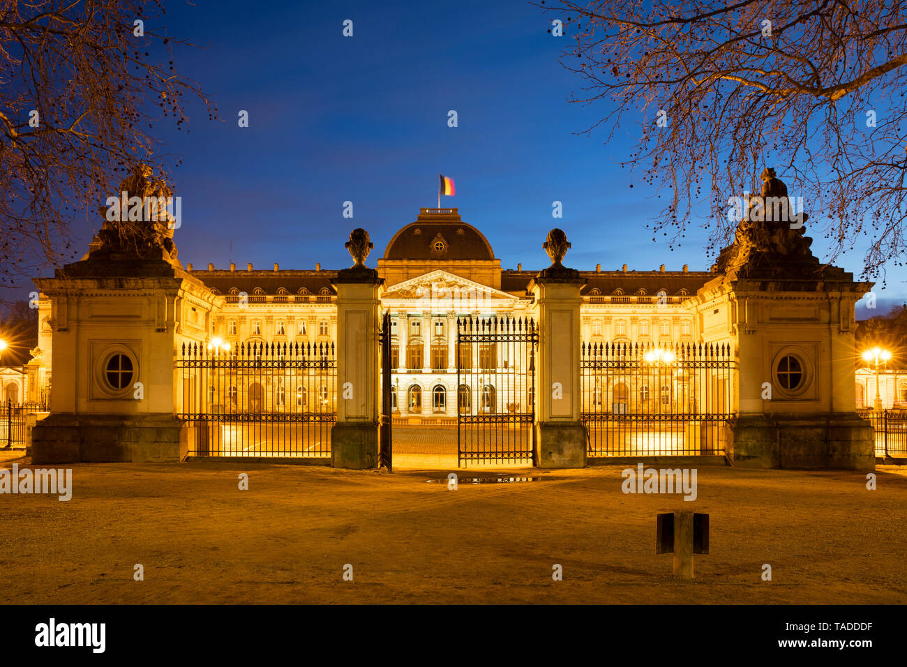 Belgique, Bruxelles, le Palais Royal de Bruxelles dans la soirée Banque D'Images