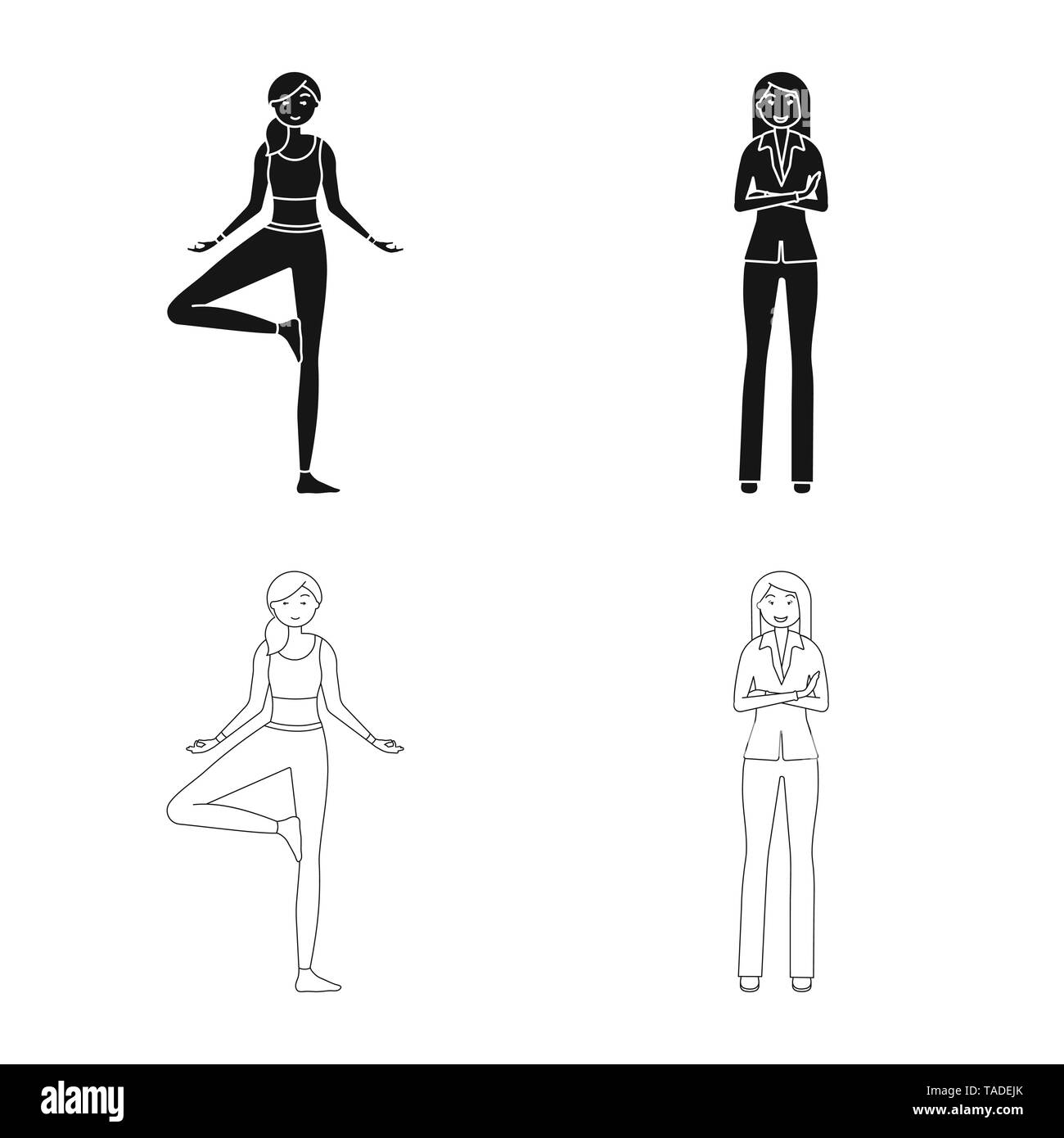 Vector design de posture et logo de l'humeur. Collection de posture et l'icône vecteur femelle pour stock. Illustration de Vecteur