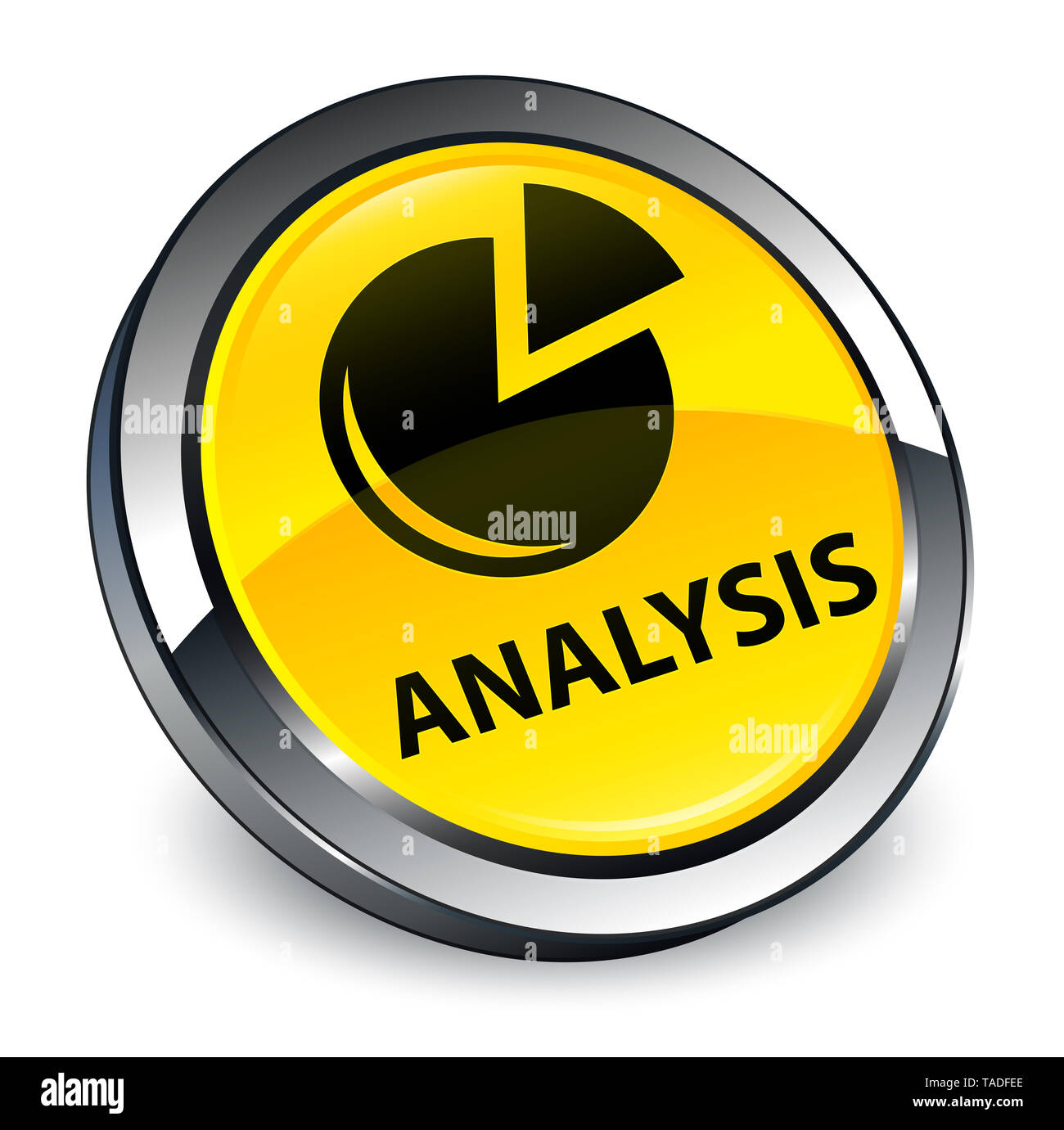 L'analyse (symbole graphique) isolé sur bouton rond jaune 3d abstract illustration Banque D'Images