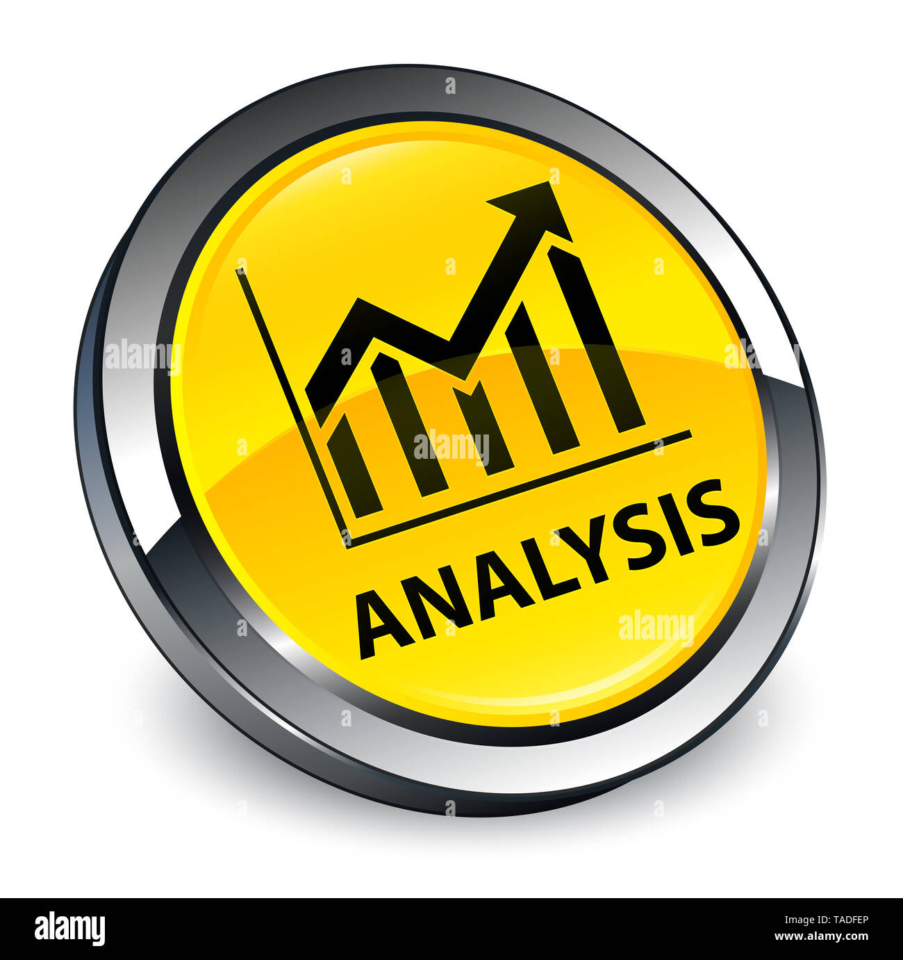 (Icône) Analyse statistique isolé sur bouton rond jaune 3d abstract illustration Banque D'Images