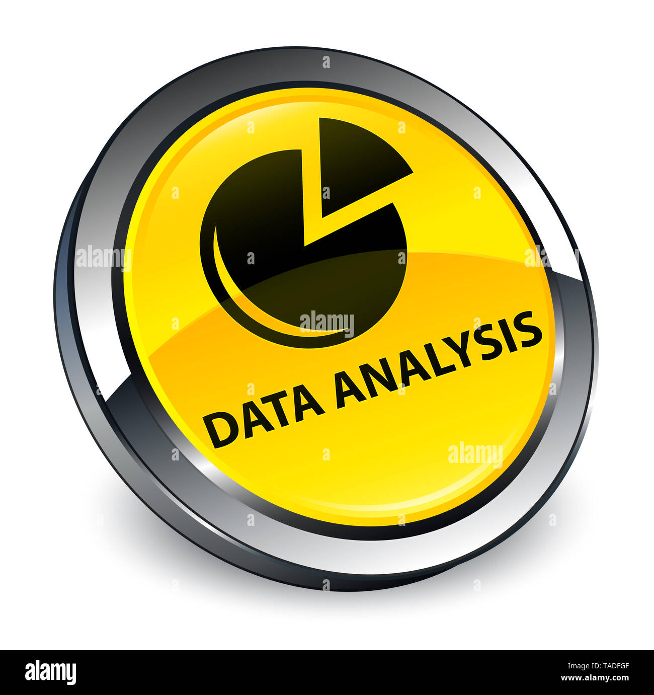 L'analyse des données (symbole graphique) isolé sur bouton rond jaune 3d abstract illustration Banque D'Images