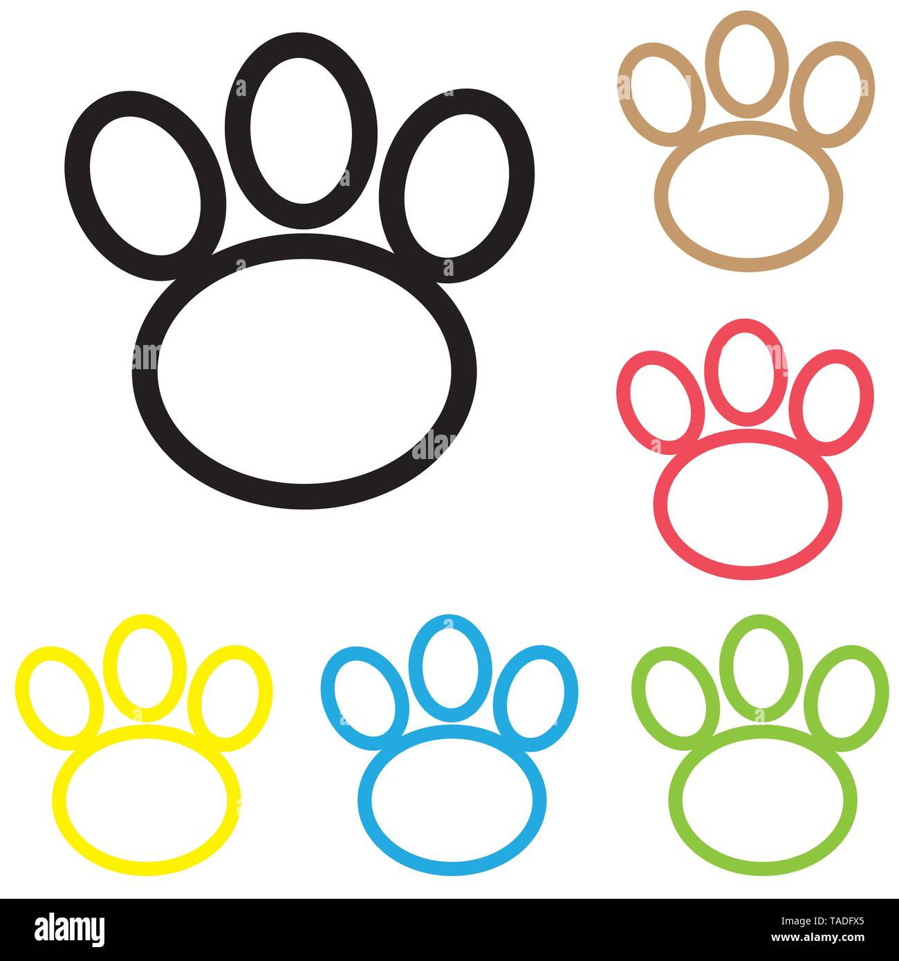 Patte d'Animal vecteur ligne icône imprimer pied chien chat illustration. couleur ligne chien paw. Illustration de Vecteur