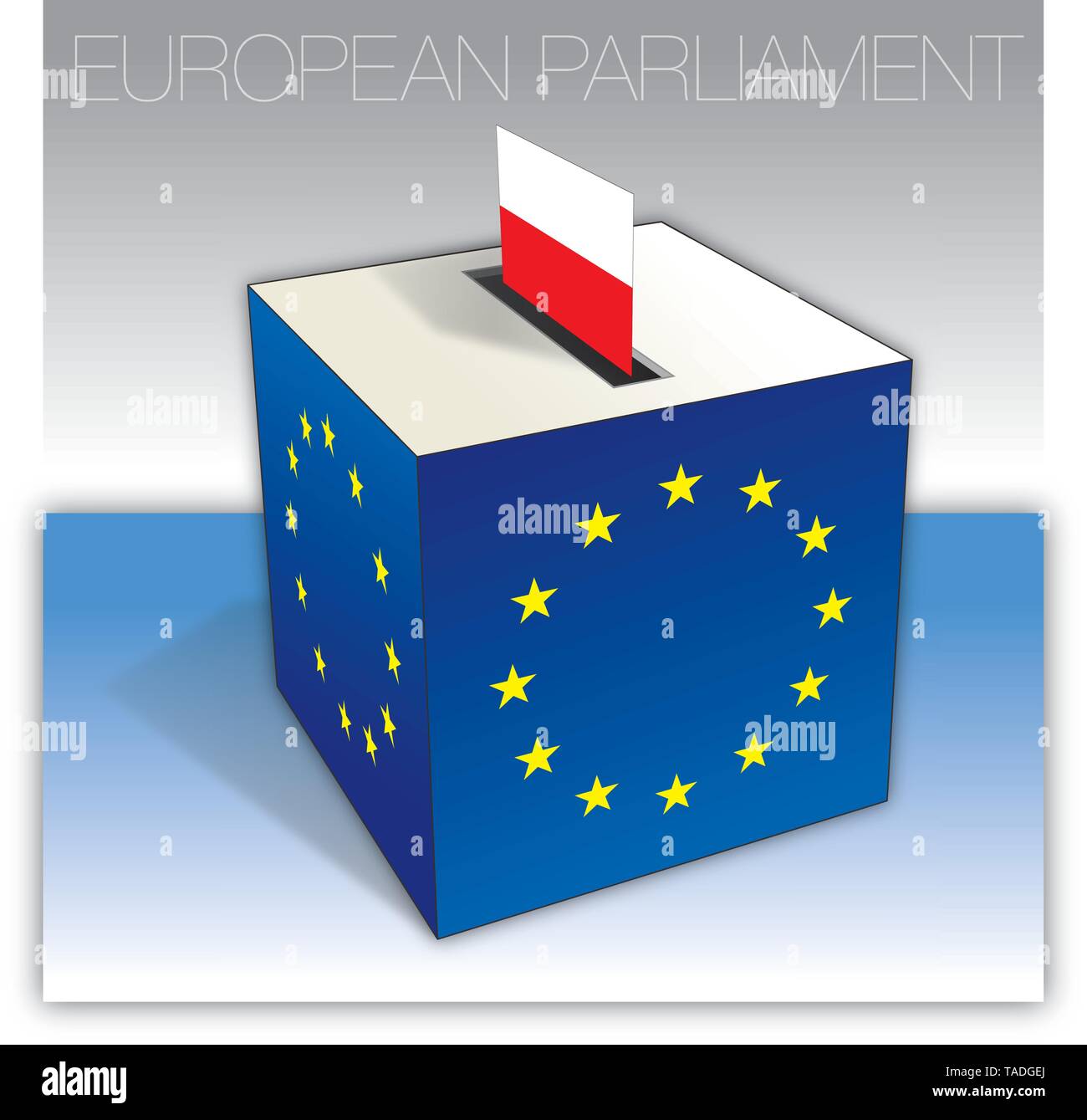 La Pologne, la boîte de vote aux élections du Parlement européen, d'un drapeau et symboles nationaux, vector illustration Illustration de Vecteur