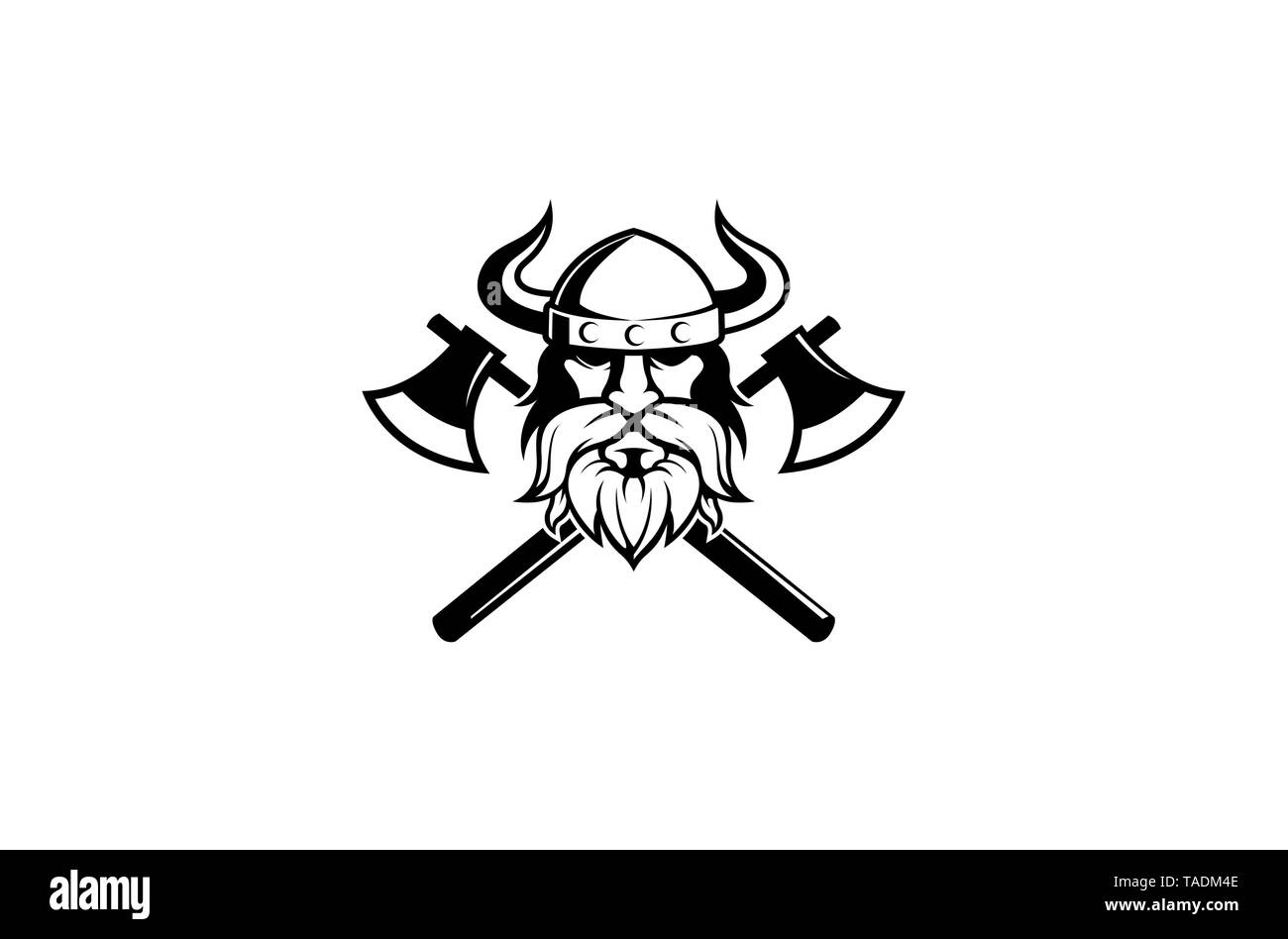 Creative Viking Head Cleavers logo Vector Design icône symbole Illustration Illustration de Vecteur