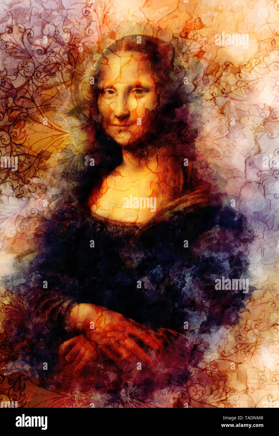 Reproduction de peinture la Joconde de Léonard de Vinci et l'effet  graphique Photo Stock - Alamy