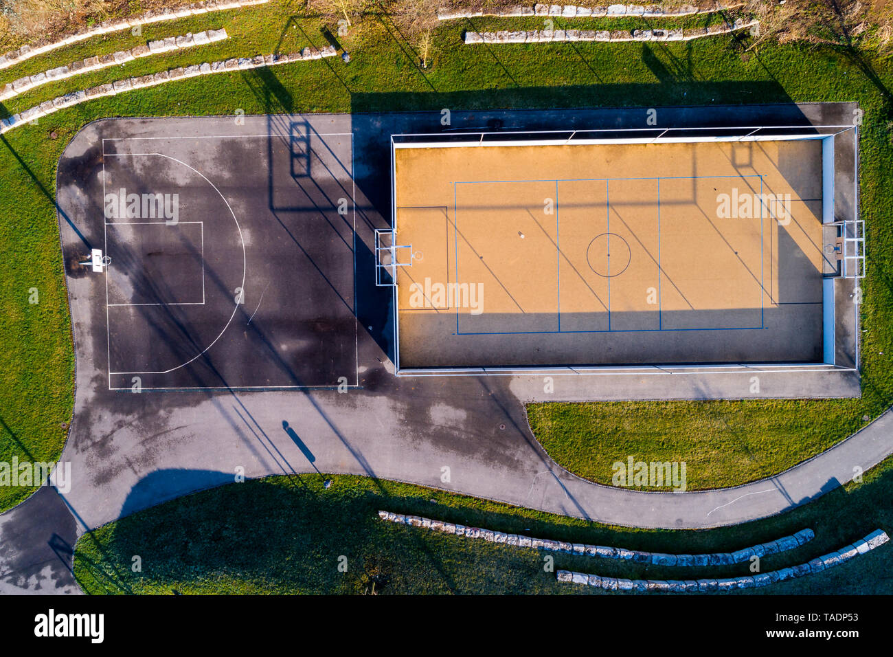 Terrain de basket-ball vide, vue du dessus Banque D'Images