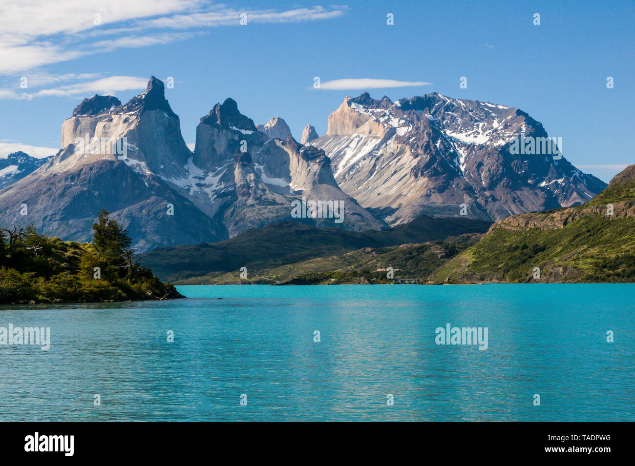 Le Chili, la Patagonie, le Parc National Torres del Paine, le Lac Pehoe Banque D'Images