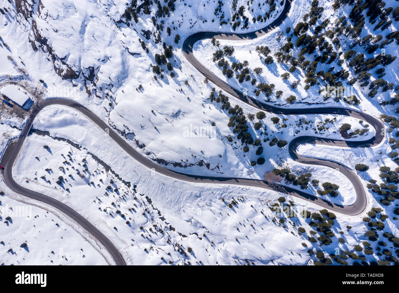 Autriche, Tyrol, Gerlos, glacier road en hiver, vue aérienne Banque D'Images