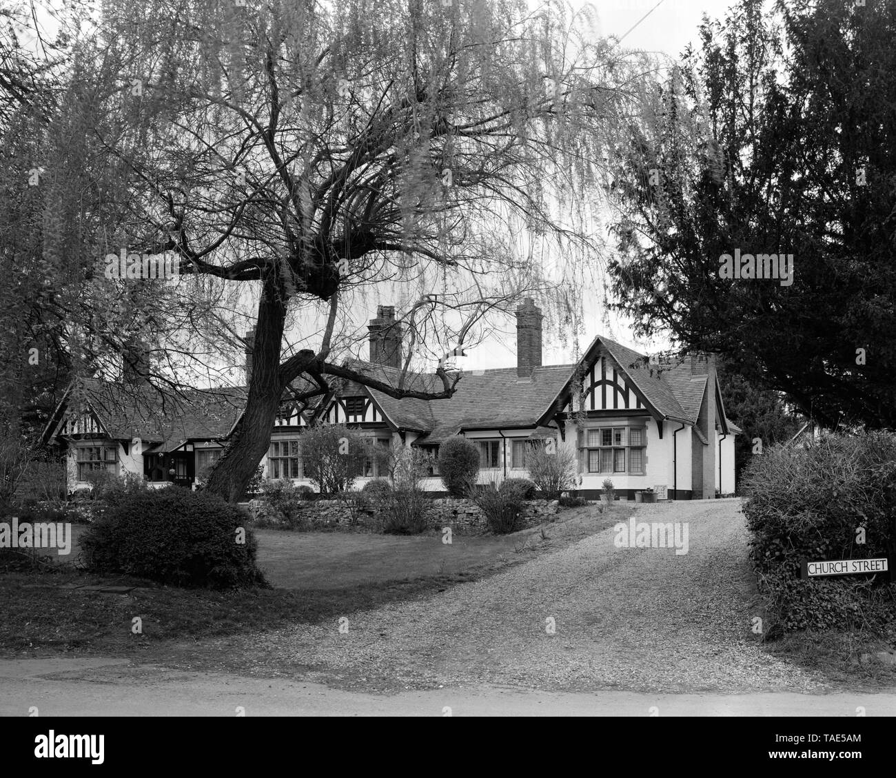 Ex-rue de l'Église maisons aumône peu Gransden Cambridgeshire Angleterre Banque D'Images
