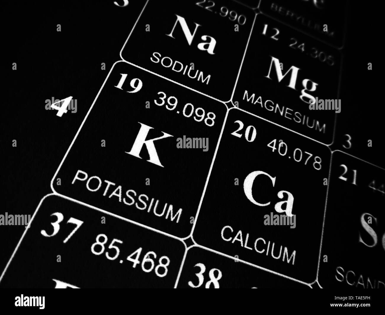 Le potassium sur le tableau périodique des éléments Banque D'Images