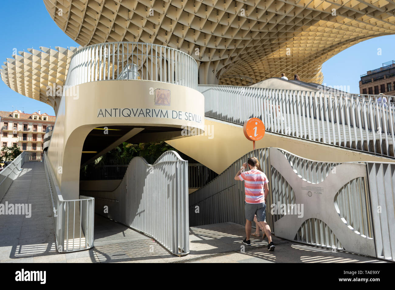 Entrée au rez-de-chaussée, en vue d'affichage archéologique et le bureau de  vente des billets au Metropol Parasol, Place de La Encarnacion, Séville,  Andalousie, Espagne Photo Stock - Alamy