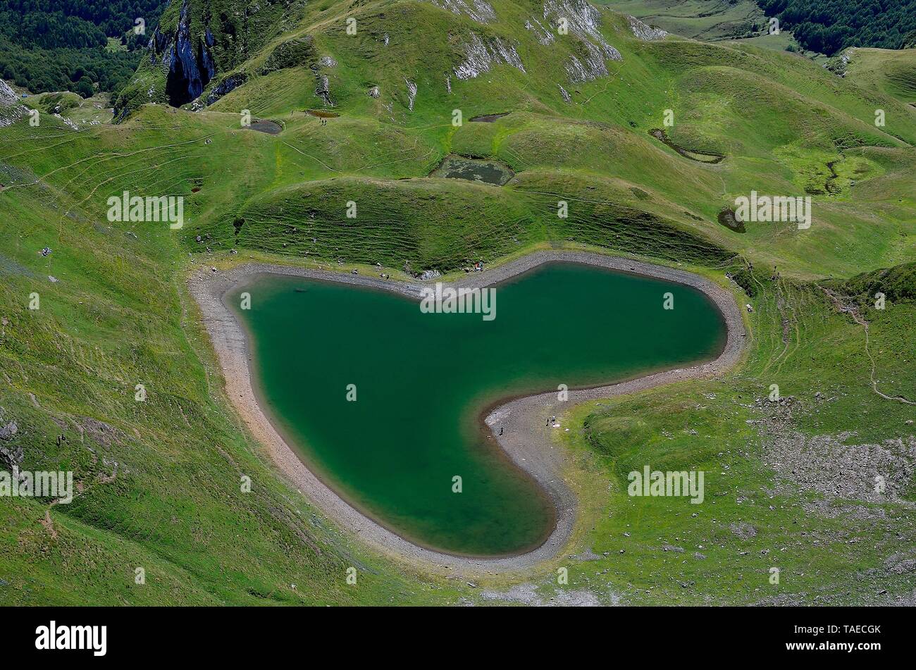 Montagnon lac en forme de cœur, vallée d'Ossau, Pyrénées, France Photo  Stock - Alamy