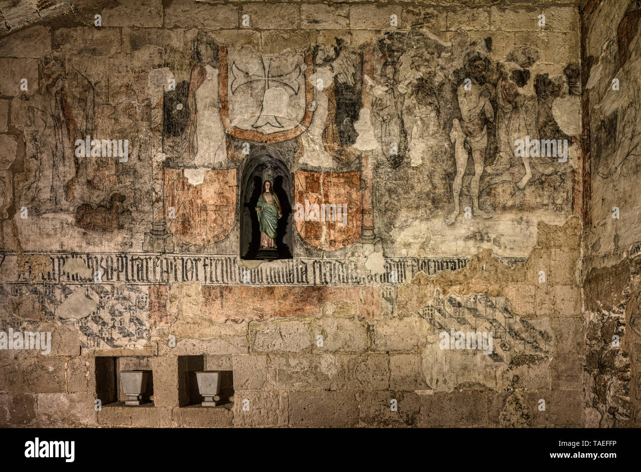 Les peintures de la chapelle de Doña Urraca dans l'Église monastère de Santa María de Wamba dans la province de Valladolid, Castille et Leon, Espagne Banque D'Images