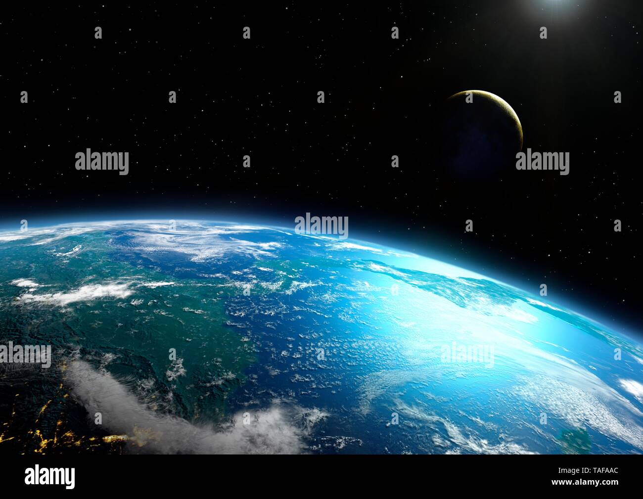 De la terre et de la Lune à partir de l'espace Banque D'Images