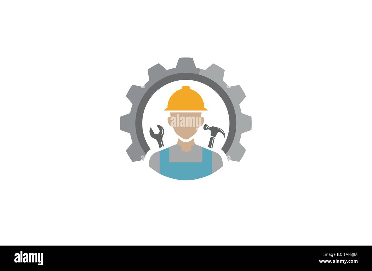 Creative Engineer Worker Gear logo Vector Design icône symbole Illustration Illustration de Vecteur