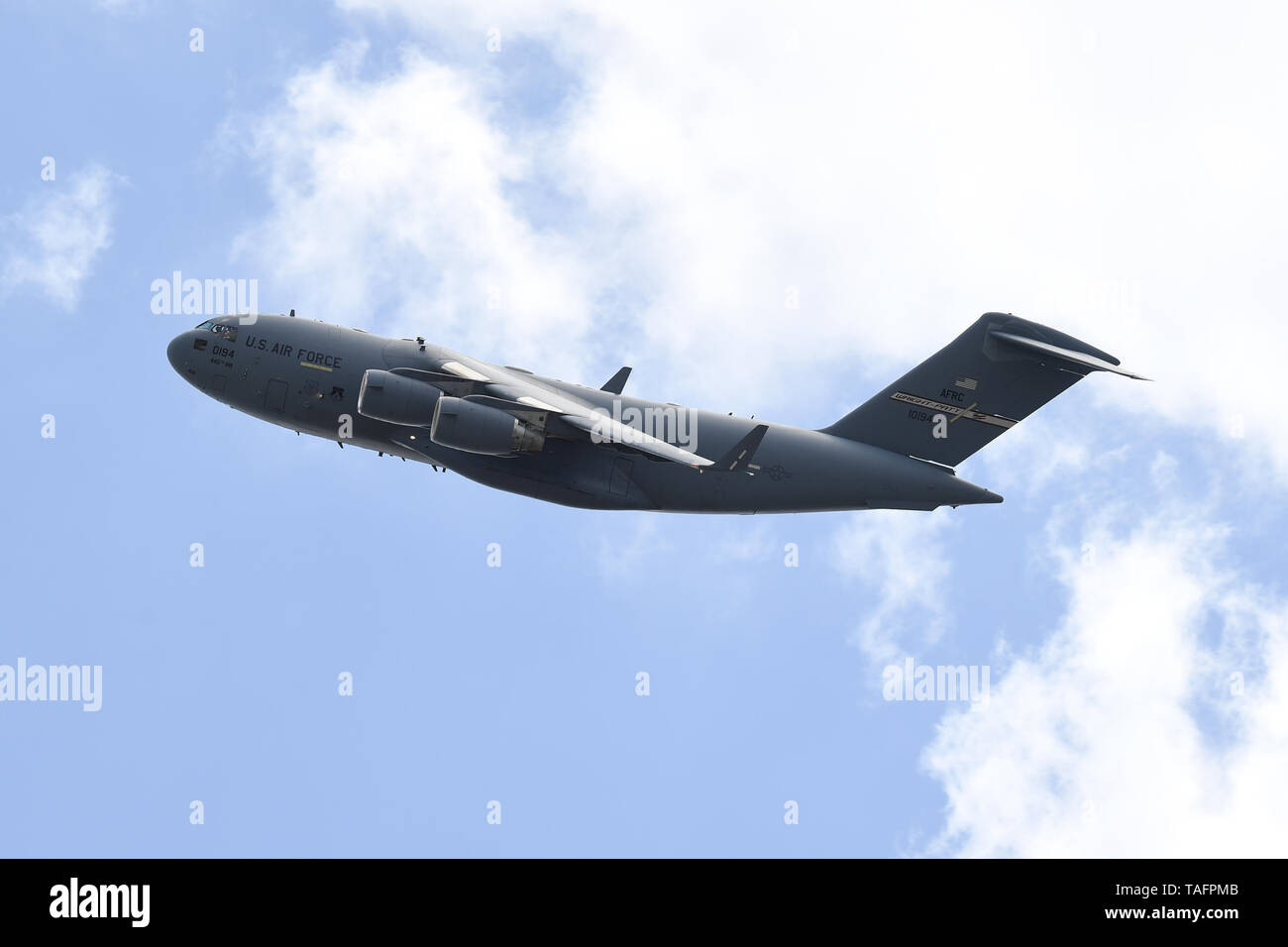 Miami, FL, USA. 24 mai, 2019. L'USAF Boeing C-17 Globemaster III au cours de la journée des médias pour l'Hommage aux héros de l'Amérique Air & Sea Show à Opa Locka Aéroport exécutif le 24 mai 2019 à Miami, en Floride. Credit : Mpi04/media/Alamy Punch Live News Banque D'Images