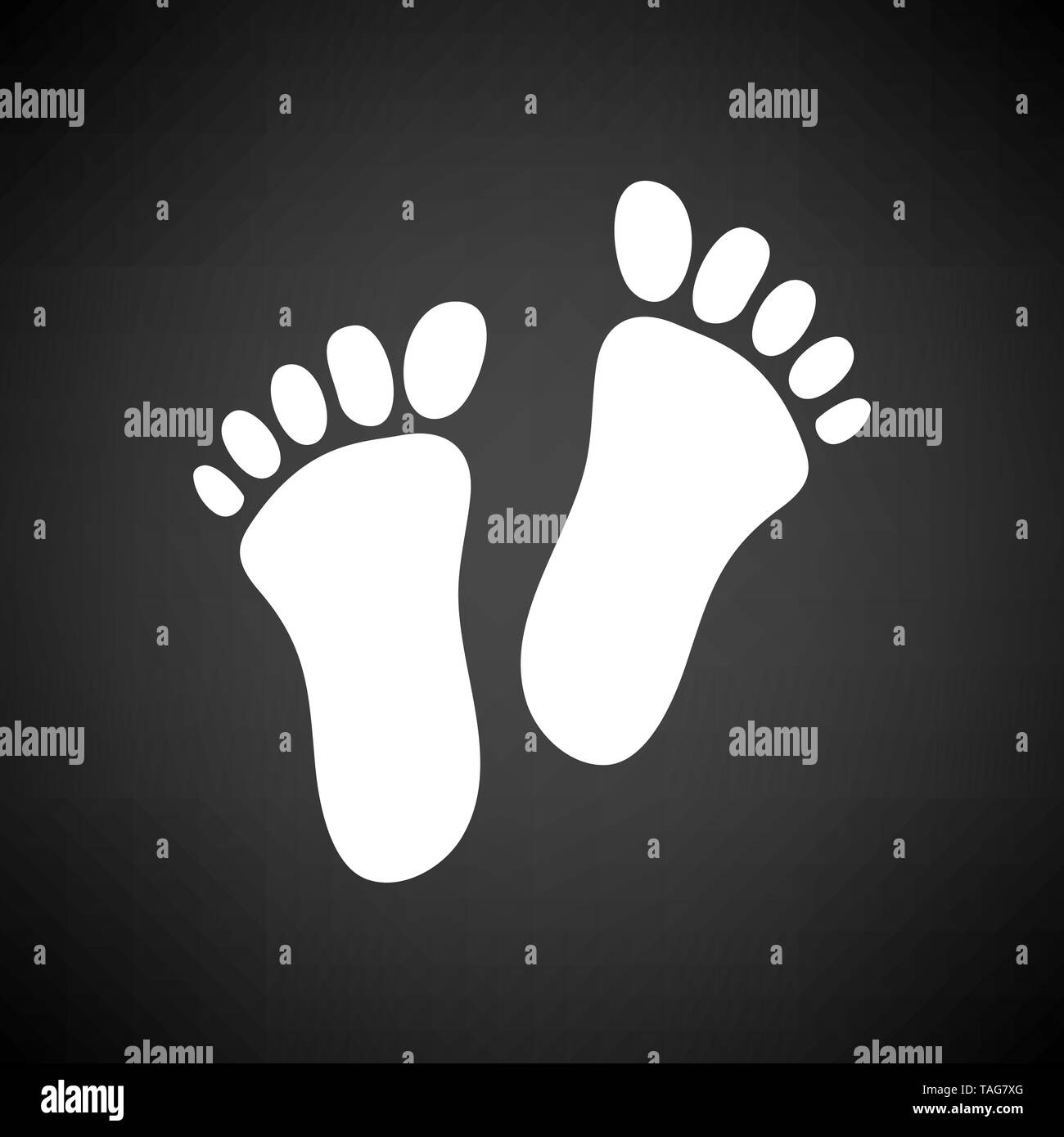 L'icône d'impression de pied. Blanc sur fond noir. Vector Illustration. Illustration de Vecteur