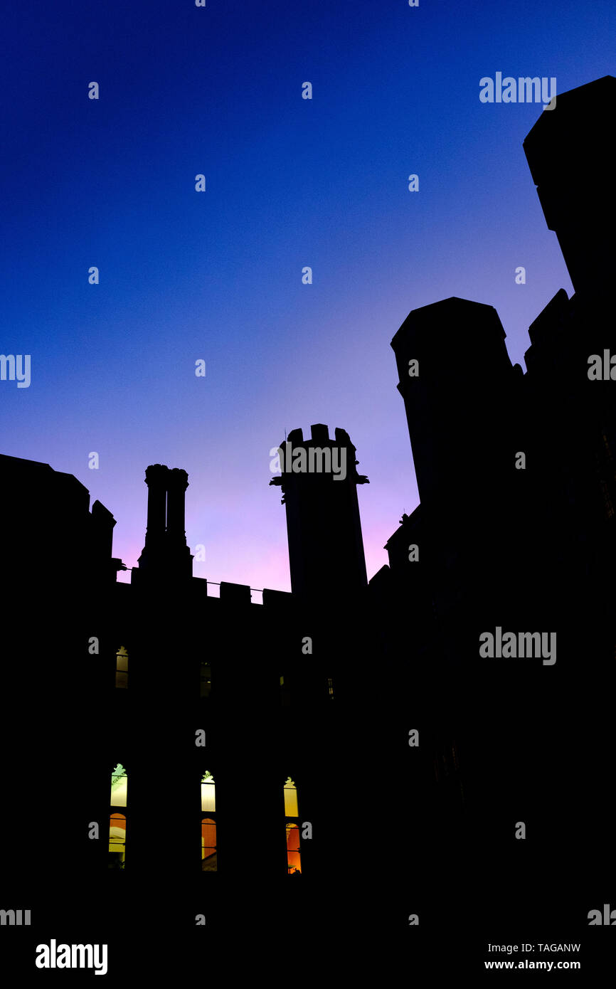 La silhouette de la Cour Ouest, l'ancienne école, Cambridge Banque D'Images