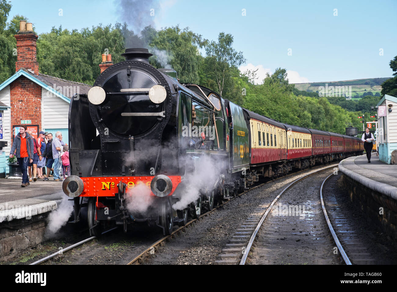 Vintage Train coups flux pendant en gare Banque D'Images