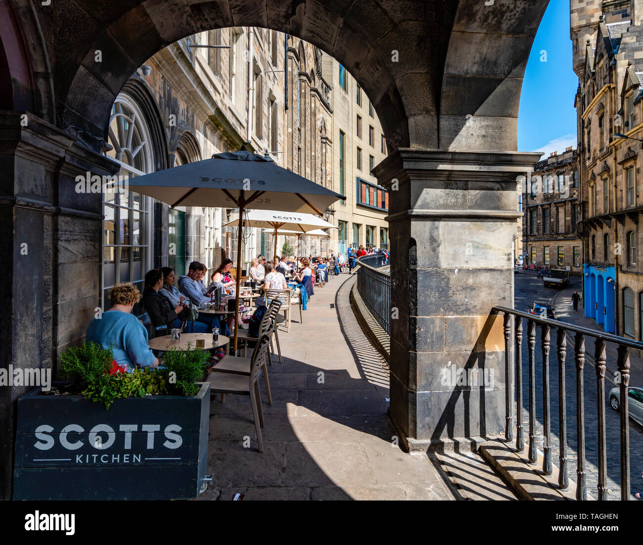 Restaurant Scotts sur Victoria Terrasse dans la vieille ville d'Édimbourg, Écosse, Royaume-Uni Banque D'Images