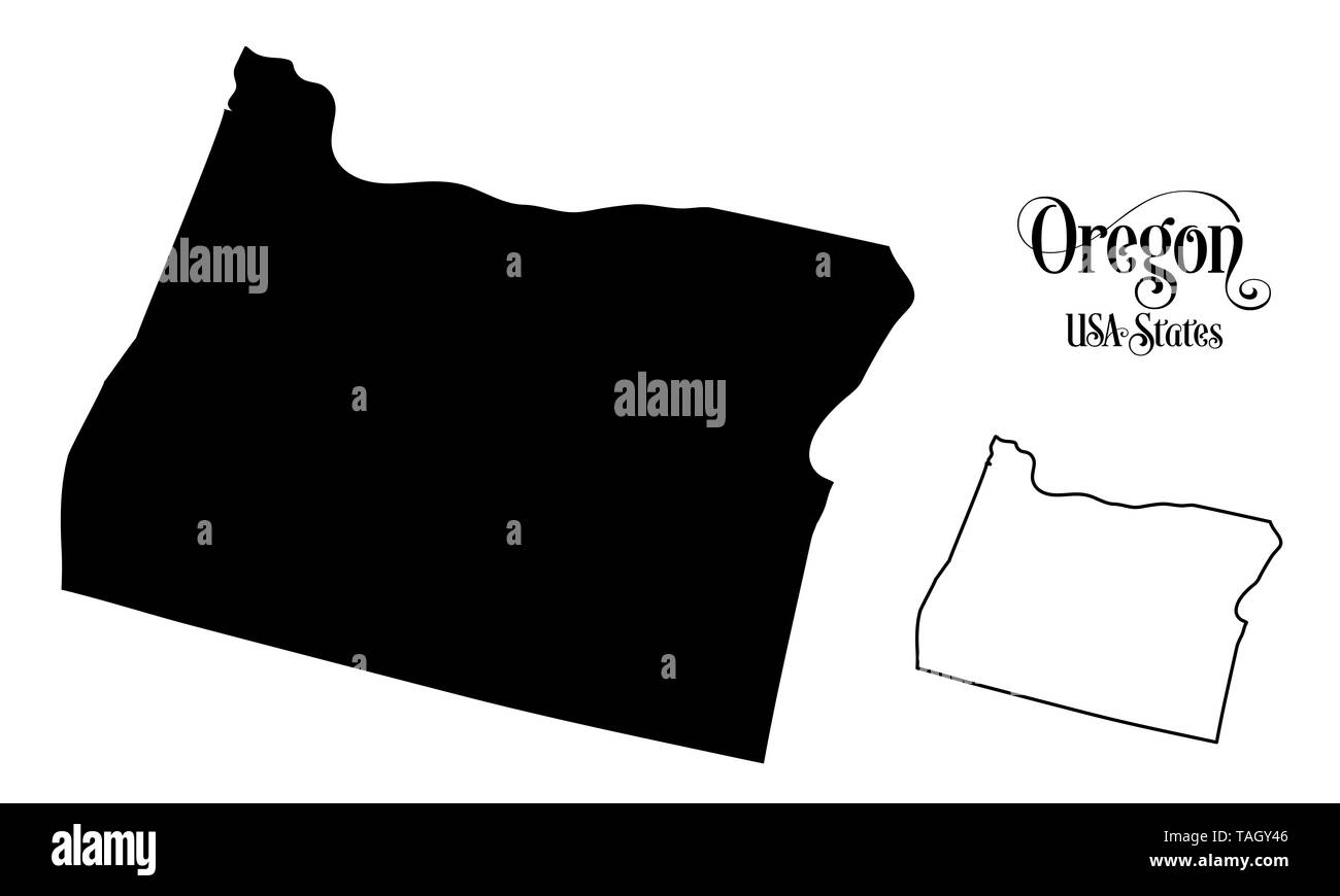 Carte des États-Unis d'Amérique (USA) État de l'Oregon - Illustration sur fond blanc. Banque D'Images