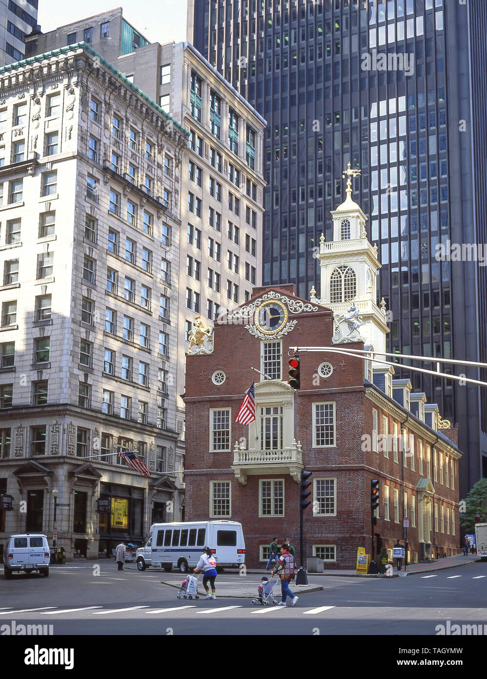 Le Old State House (1713), Washington et l'état des rues, Boston, Massachusetts, États-Unis d'Amérique Banque D'Images