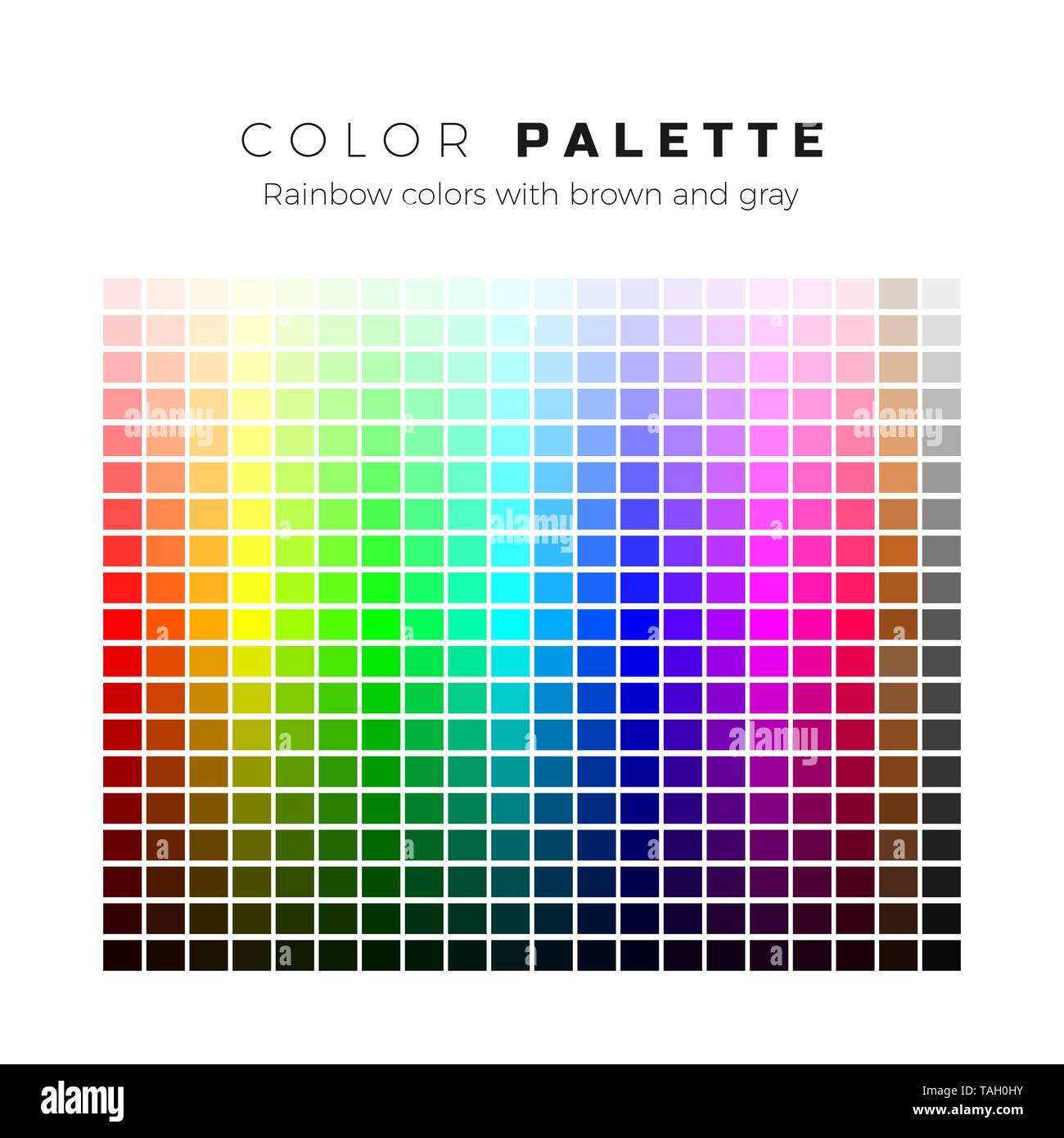 Palette de couleurs. Ensemble de couleurs vives de la palette arc-en-ciel. Gamme complète de couleurs avec des tons bruns et gris. Vector illustration Illustration de Vecteur