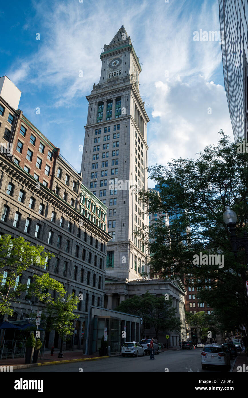 La célèbre Boston Custom House Banque D'Images