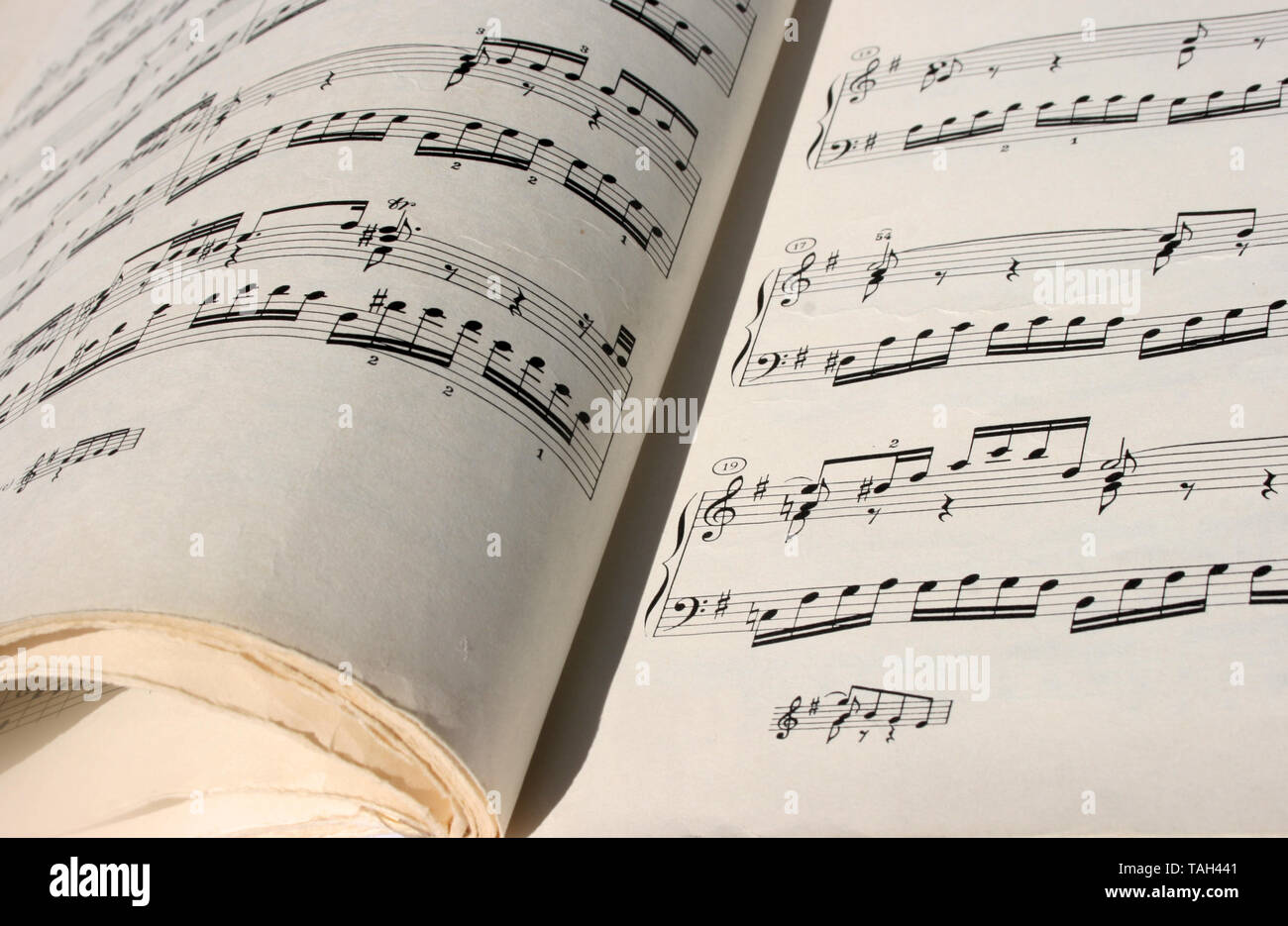 Feuille de musique imprimée, des notes de musique Mélodie classique, l'arrière-plan Banque D'Images