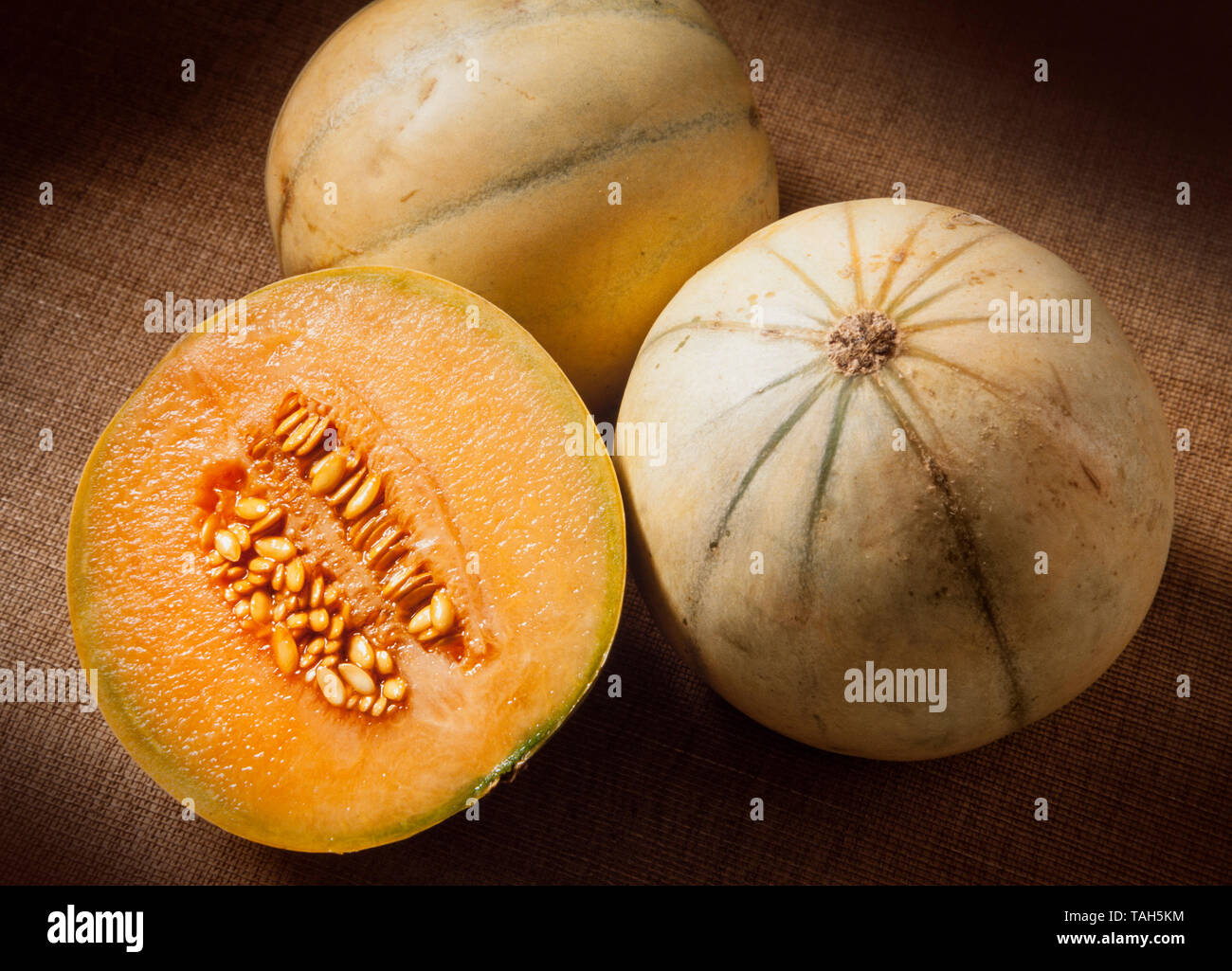 Variété de melon charentais, Cucumis melo Banque D'Images