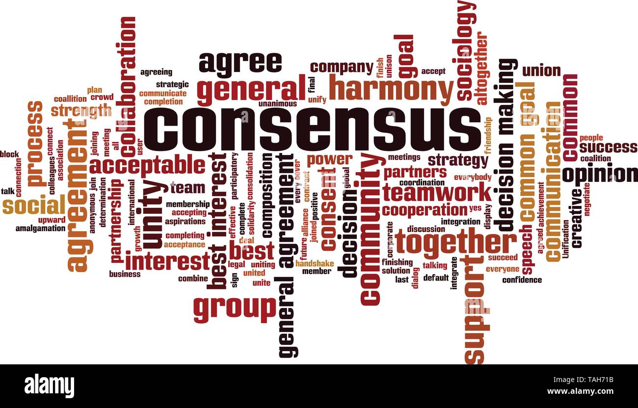 Mot Consensus concept cloud. Collage fait de mots sur un consensus. Vector illustration Illustration de Vecteur