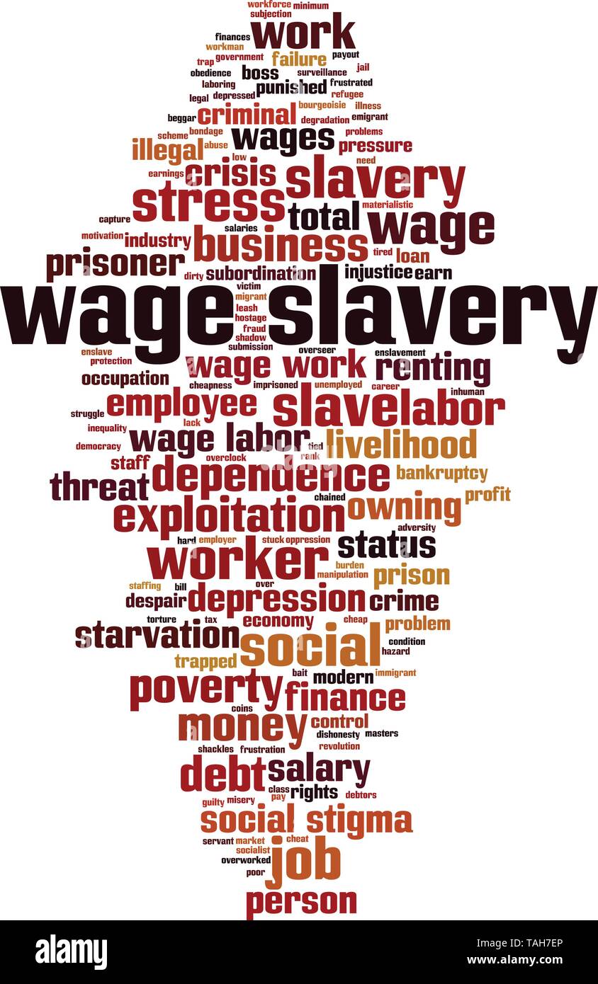 L'esclavage salarié mot concept cloud. Collage de mots au sujet de l'esclavage salarié. Vector illustration Illustration de Vecteur