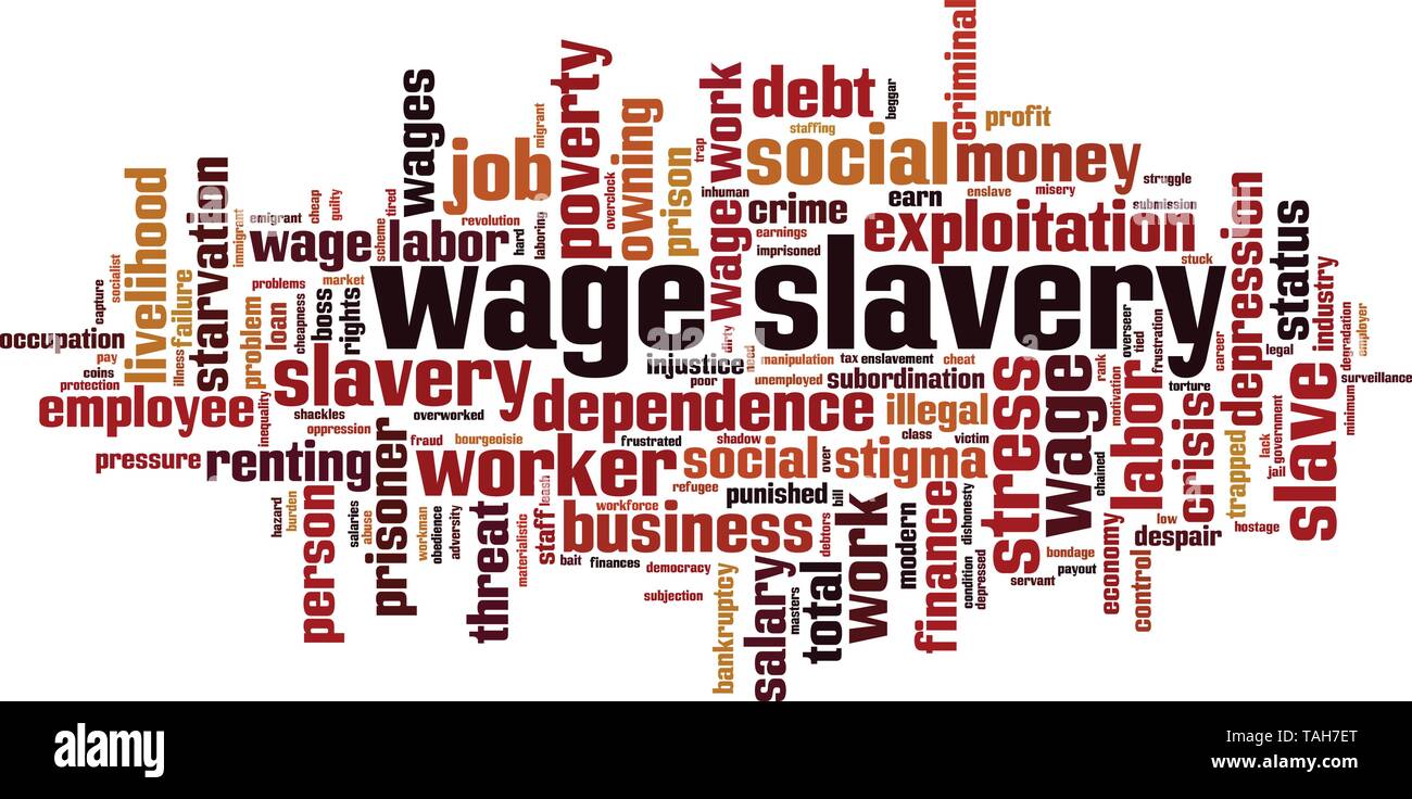 L'esclavage salarié mot concept cloud. Collage de mots au sujet de l'esclavage salarié. Vector illustration Illustration de Vecteur
