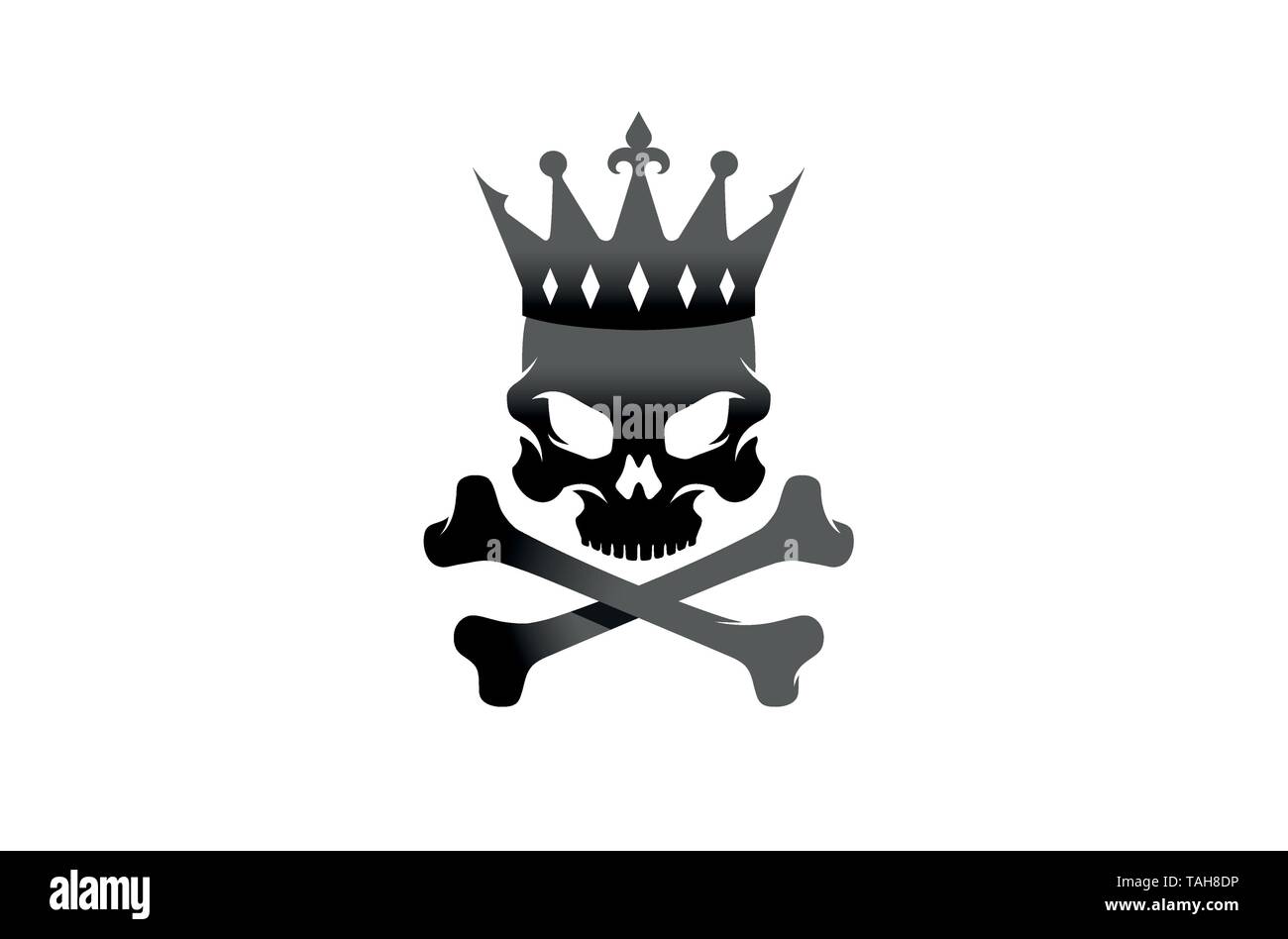Les os du squelette noir créatif La Couronne du Roi Skull Logo Design Vector Illustration Illustration de Vecteur