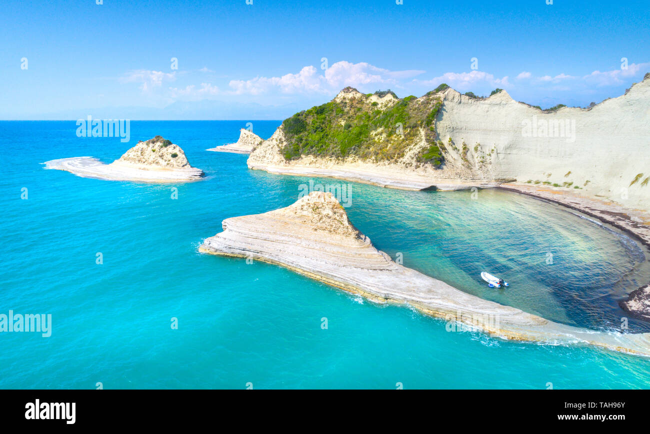 Belle vue de Cap Drastis dans l'île de Corfou en Grèce Banque D'Images