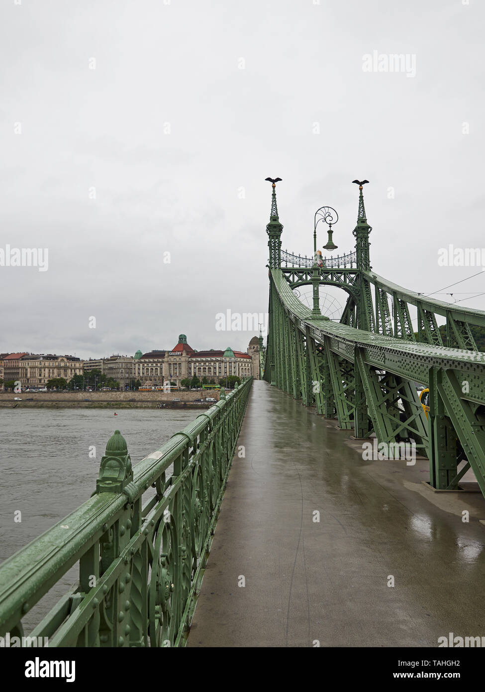 Budapest le pont de la liberté ou Szabadság híd reliant les côtés Buda et Pest sur le Danube Hongrie Banque D'Images