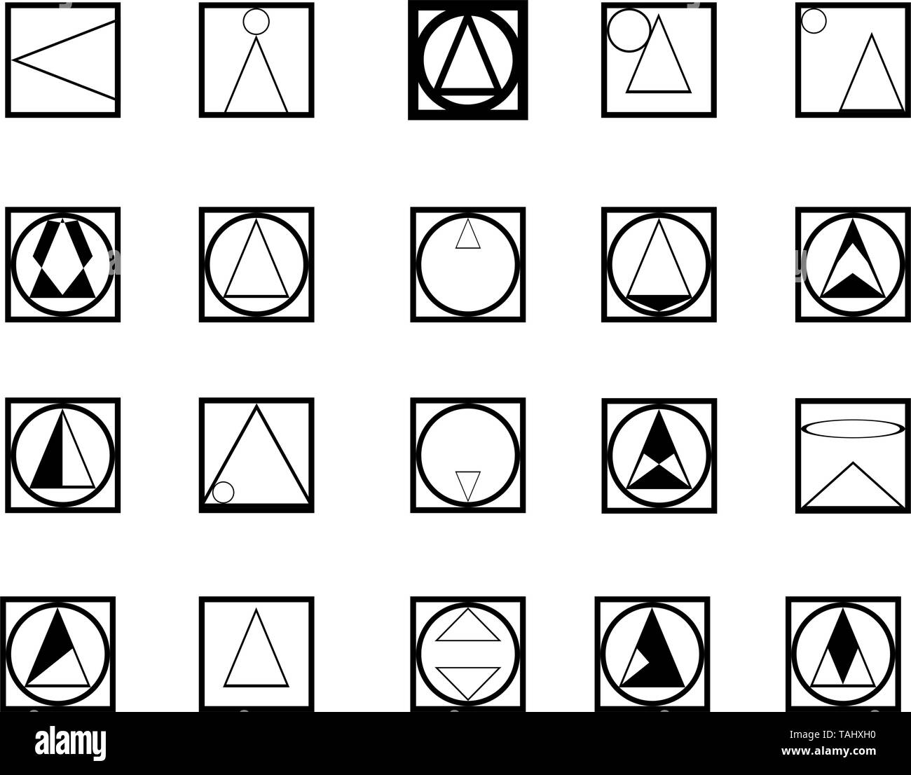 Vector set de nombreuses formes géométriques logo faites par cercle, carré et triangle attachés ensemble recueillies pour les sites web et applications Illustration de Vecteur