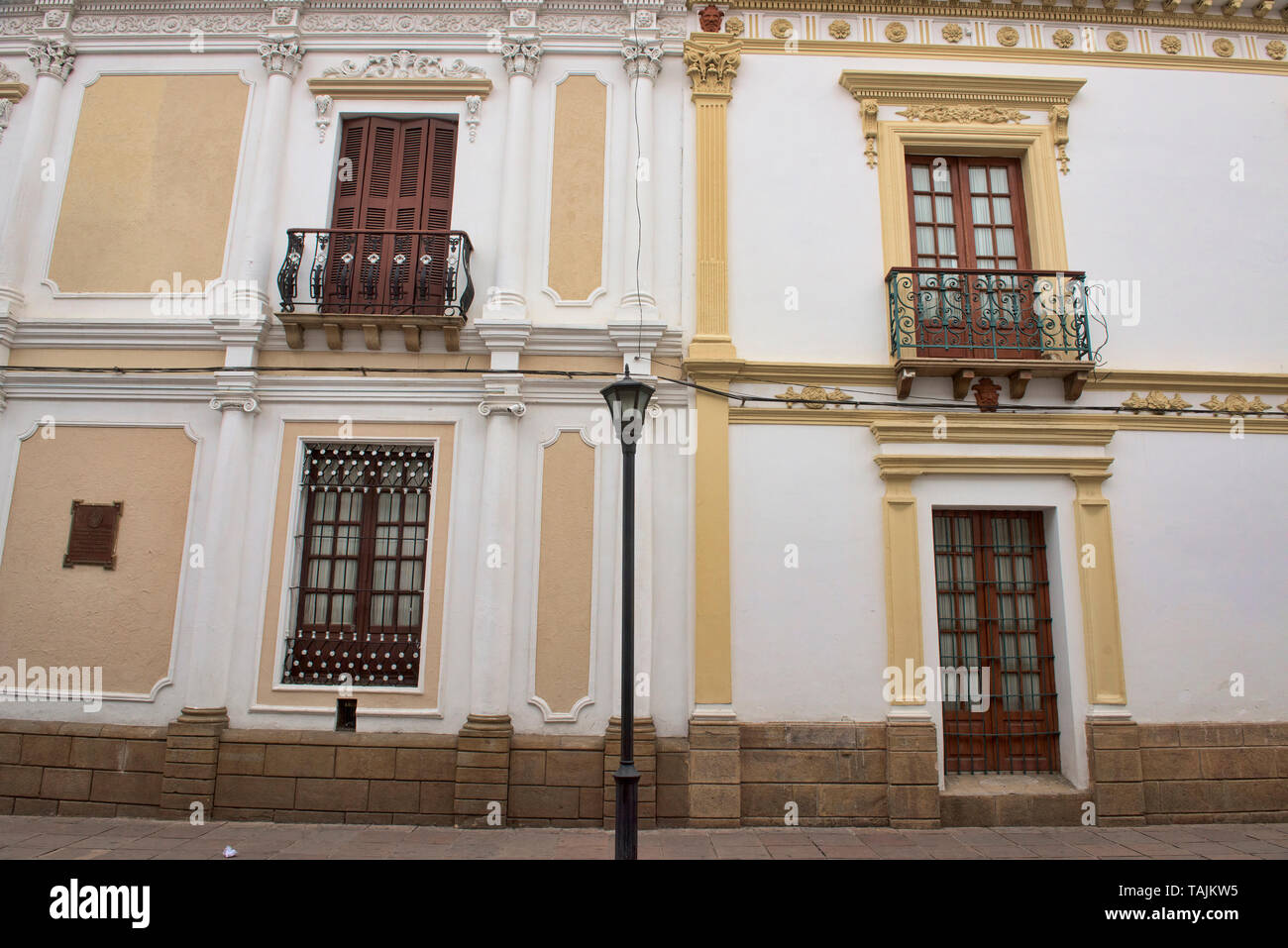 Architecture coloniale espagnole en la Ciudad Blanca (La ville blanche), Sucre, Bolivie Banque D'Images